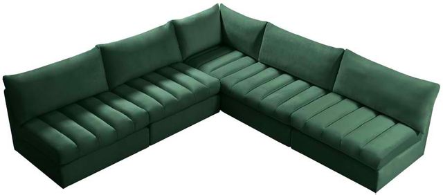 Meridian Furniture Jacob 5-Piece Green Velvet Modular Sectional Set-2