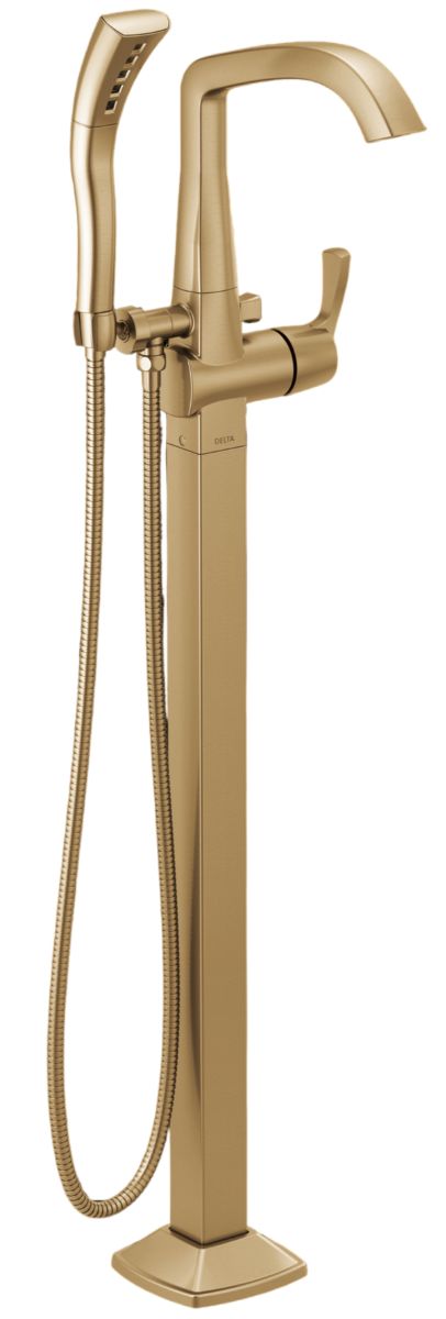 Delta Stryke® Lumicoat® Champagne Bronze Floor Mount Tub Filler Trim with Lever Handle-0