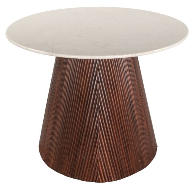 Home Trends & Design Amalfi White Dining Table with Vintage Brown Base-2