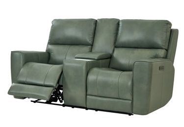 Leather Italia™ Laredo Sage Moss Power Reclining Loveseat-0