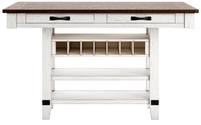 Signature Design by Ashley® Valebeck Brown Counter Height Dining Table with White Pedestal -4