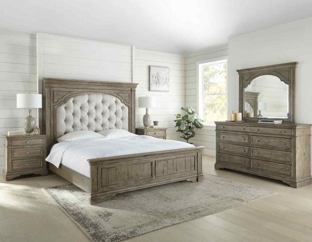 Steve Silver Co. Highland Park 4-Piece Waxed Driftwood/White King Panel Bedroom Set-2