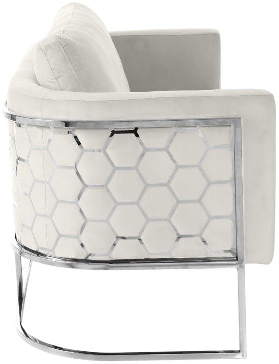 Meridian Furniture Casa Cream/Chrome Velvet Sofa-3