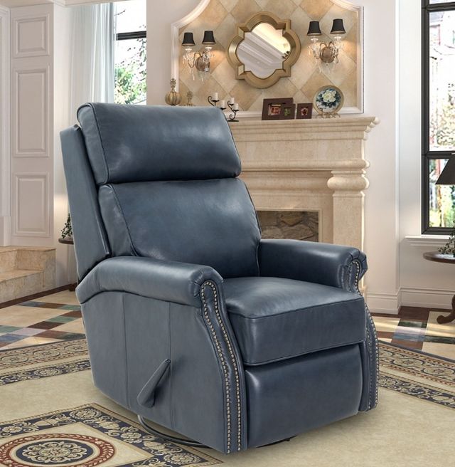 BarcaLounger® Crews Barone Navy Blue Manual Swivel Glider Recliner-2