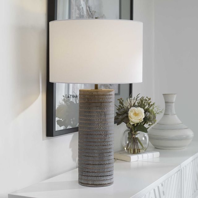 Uttermost® Monolith Frosted Pewter Gray Table Lamp-1