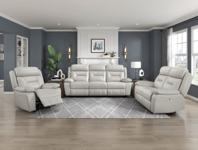 Homelegance® Laconia Silver Power Recliner with Charging Ports-1