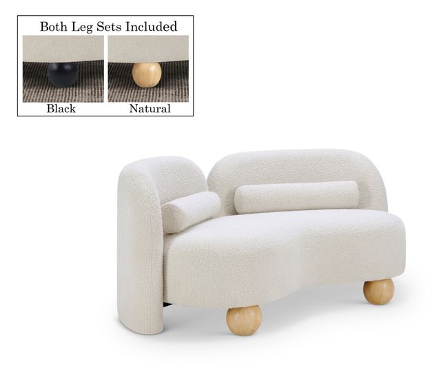 Meridian Furniture Daphne Cream 64" Boucle Fabric Loveseat-1