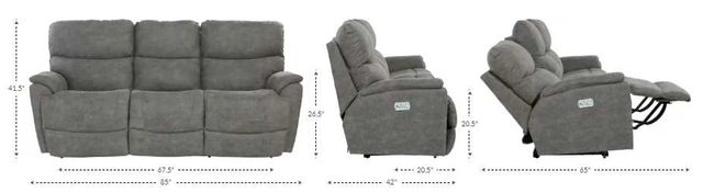 La-Z-Boy® Trouper Gray Leather Power Reclining Sofa with Headrest and Lumbar-2