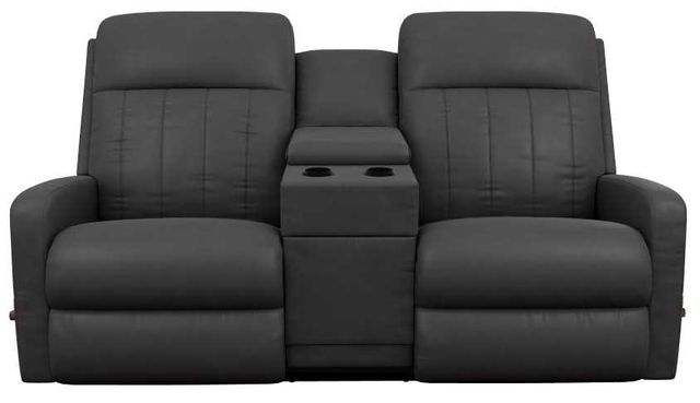 La-Z-Boy® Finley Onyx Leather Manual Wall Reclining Loveseat with Console-1