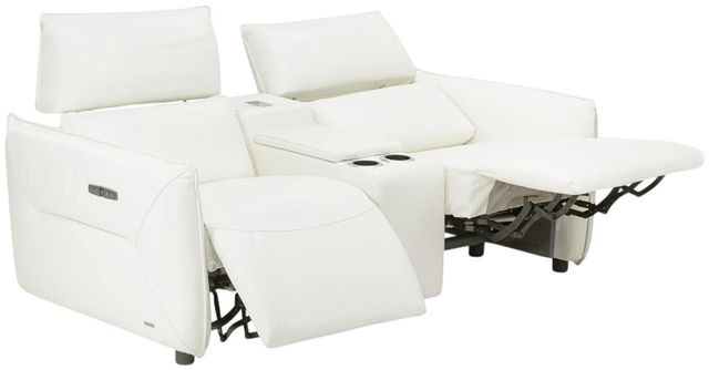 Michael Amini® Mia Bella 3-Piece Snow White Leather Power Reclining Sectional with Storage Console-2