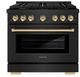 ZLINE Autograph Edition 36" Black Stainless Steel Pro Style Gas Range with 6 Burner Cooktop-0