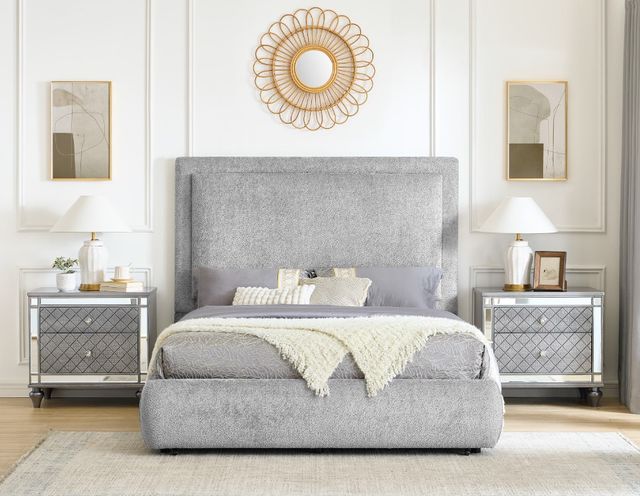 Crown Mark Reverie Pewter Queen Upholstered Panel Bed-1