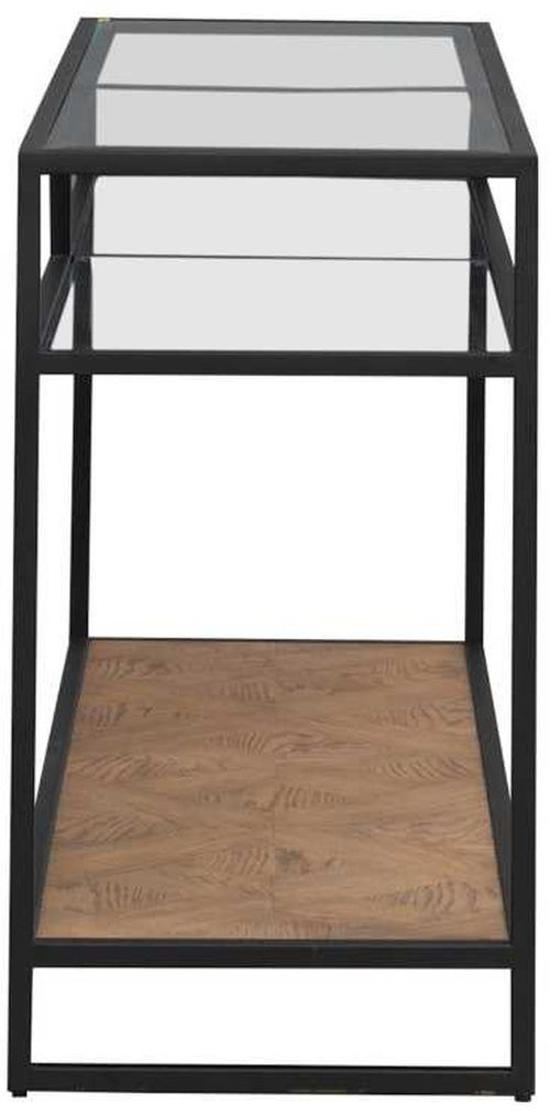 Liberty Furniture Bedford Glass Top Sofa Table with Black/Weathered Oak Base-3