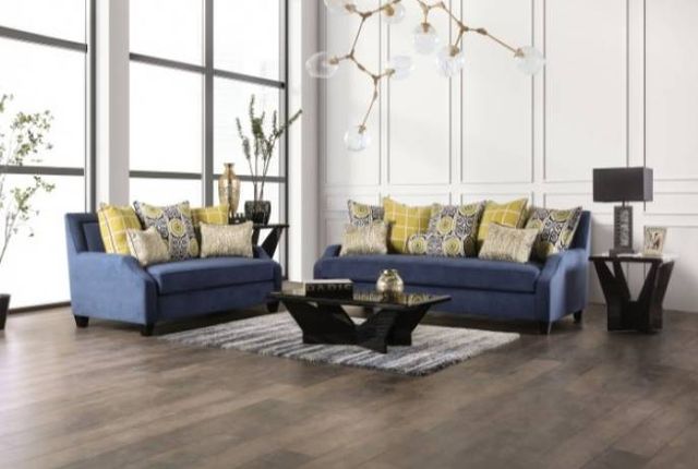 Furniture of America® West Brompton Navy Sofa-1