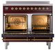 Ilve® Nostalgie II Noblesse 40'' Burgundy Pro Style Induction Range with Brass Trim-1