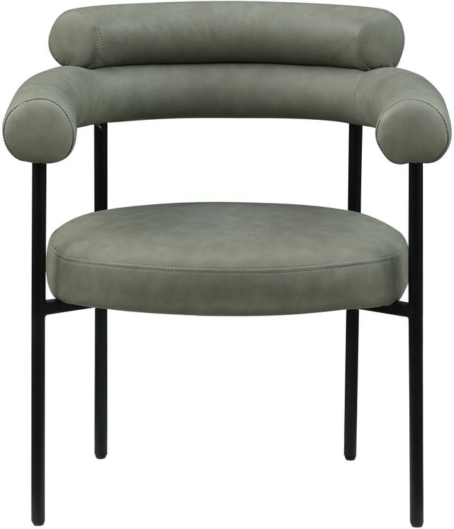 Meridian Furniture Blake Green/Matte Black Upholstered Dining Arm Chair-1