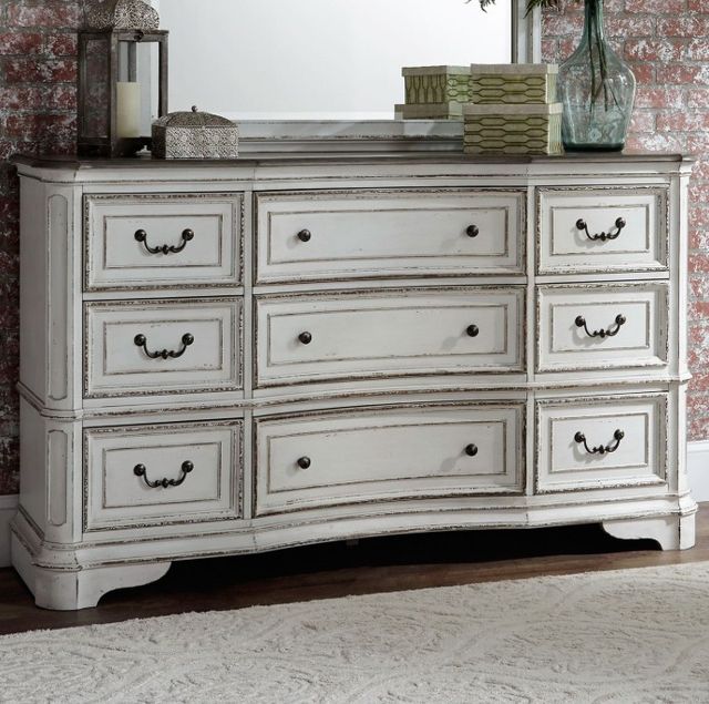 Liberty Furniture Magnolia Manor Antique White/Weathered Bark 68" Dresser-1