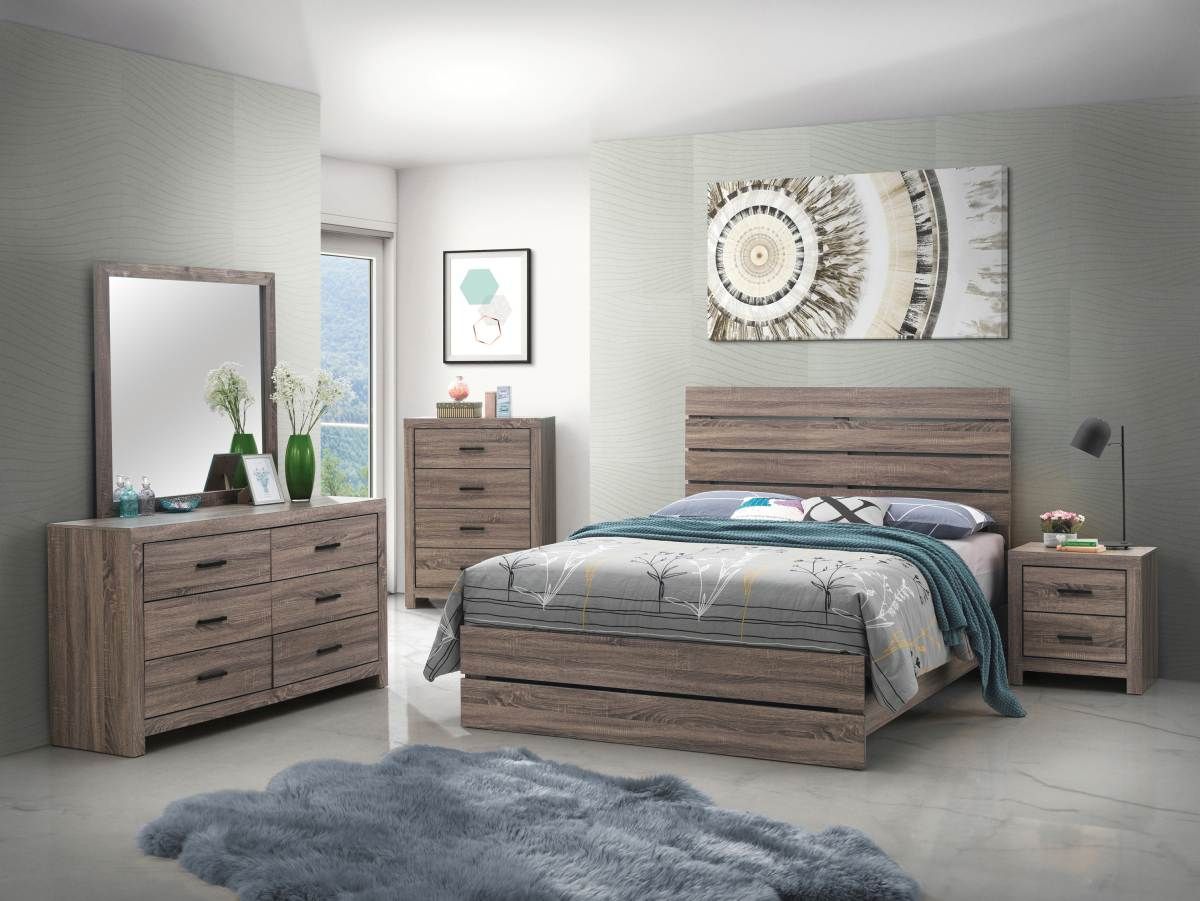 Coaster® Brantford 4-Piece Barrel Oak King Bedroom Set