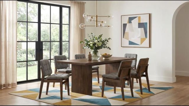 Coaster® Decker 7-Piece Gray/Walnut Rectangular Dining Table Set-1