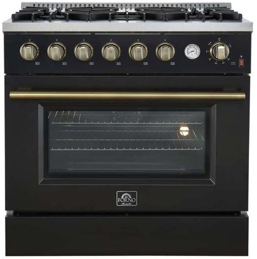 FORNO® Marco Series Alta Qualita 36" Black Pro Style Gas Range-0