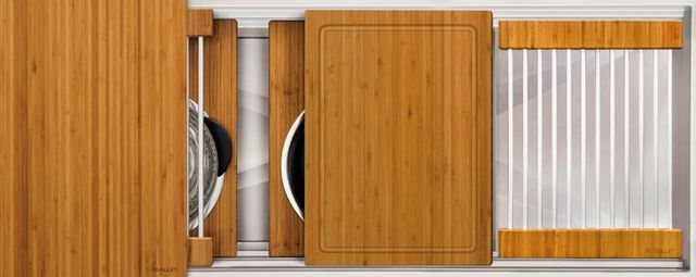 The Galley® Natural Golden Bamboo Ideal ThinTop™ Workstation® 3S + DryDock® 12-0