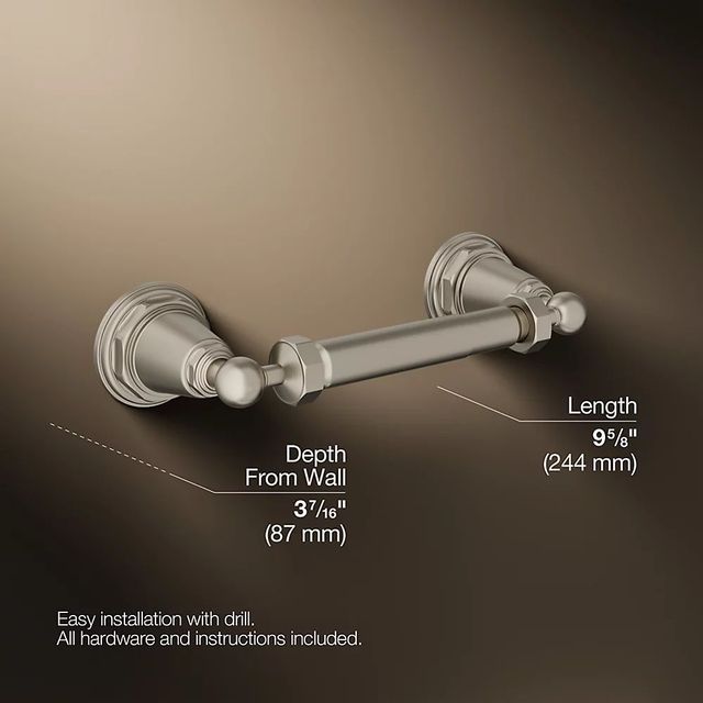 KOHLER® Pinstripe® Vibrant Brushed Nickel Toilet Paper Holder-4