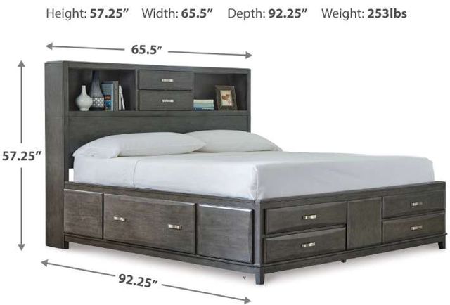 Signature Design by Ashley® Caitbrook Gray Queen Bookcase Bed with 8-Drawer Storage-2