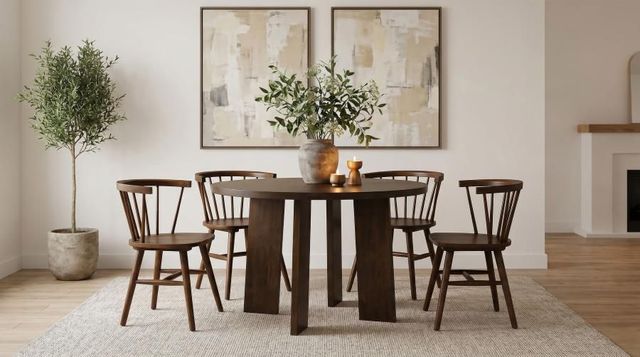Coaster® Strouse 5-Piece Walnut Round Dining Table Set-1