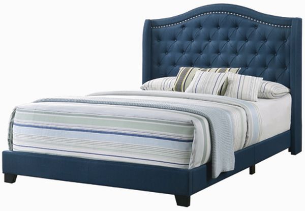 Coaster® Sonoma Navy Blue Camel Back Queen Bed-0