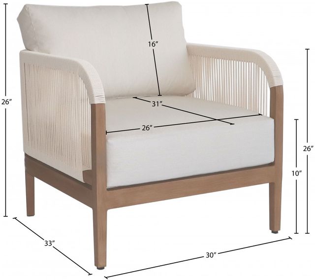 Meridian Furniture Maui Cream Aluminum/Fabric Outdoor Accent Chair-4