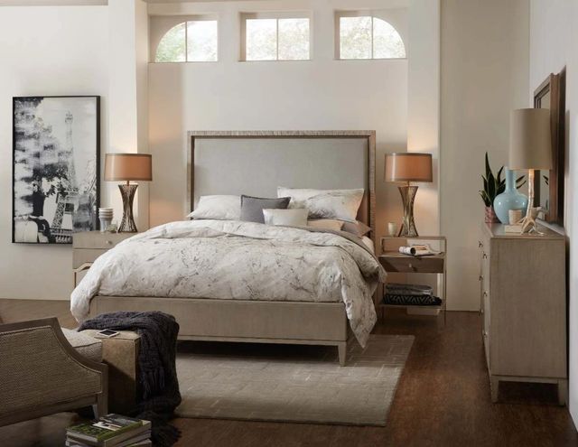 Hooker® Furniture Elixir Greer/Serene Gray Beige Queen Upholstered Panel Bed-1