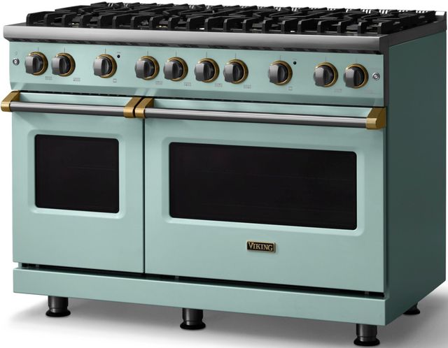 Viking® 5 Series 48" Splash Pro Style Gas (LP) Range with Brushed Brass Trim-2
