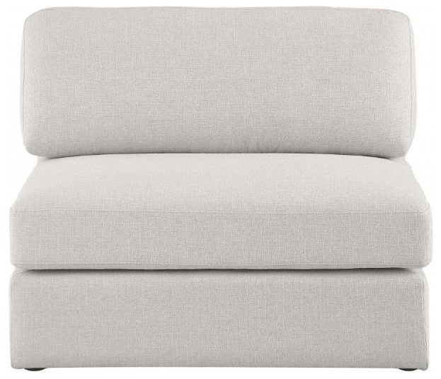 Meridian Furniture Beckham Beige Linen Polyester Modular Armless Chair-1