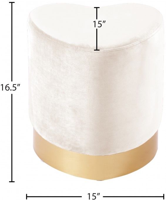Meridian Furniture Heart Cream Upholstered Stool-1