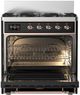 Ilve® Majestic III 30" Glossy Black Pro Style Dual Fuel Natural Gas Range with Triple Glass Door and Copper Trim-2