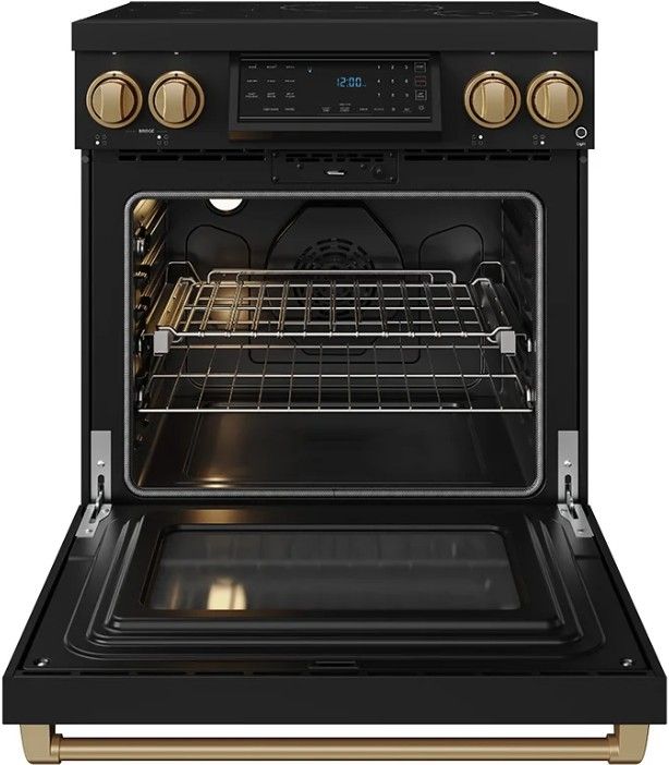 Thor Kitchen® Gordon Ramsay Collection 30" Black Pro Style Induction Range with Tilt Panel Touch Control and Bronze Trim-1