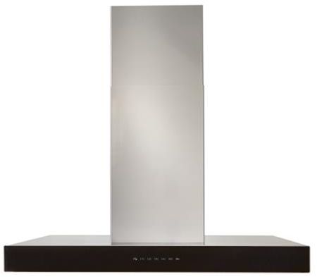 Best® Ispira 36" Stainless Steel Black Glass Island Range Hood-1