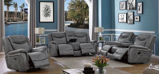 Coaster® Conrad 3-Piece Gray Manual Reclining Sofa Set-1
