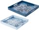 A & B Home 2-Piece Blue/White Decorative Square Trays-0