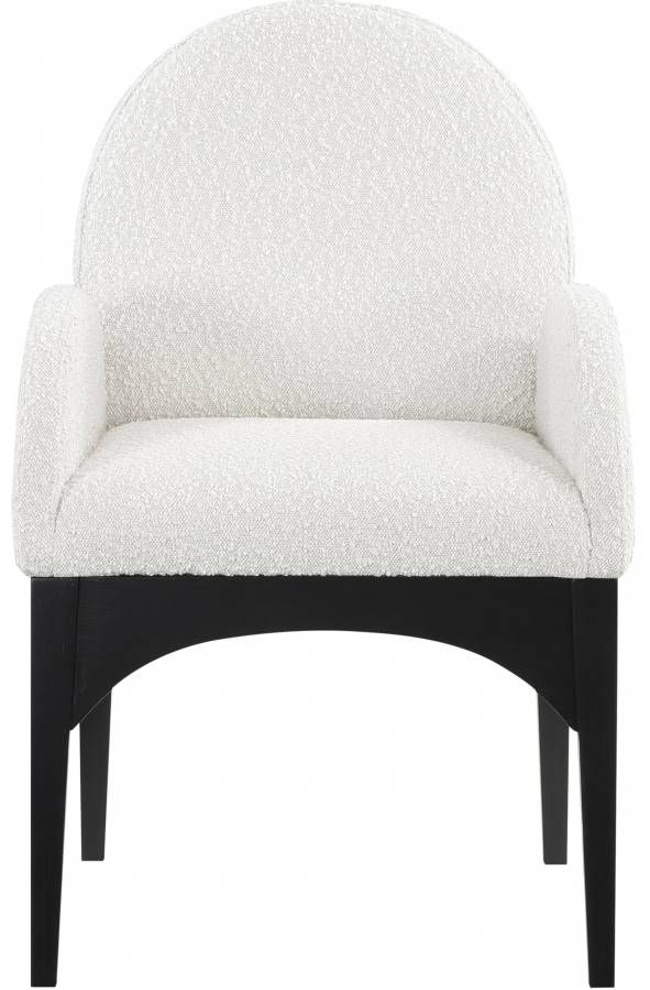 Meridian Furniture Waldorf Cream/Black Boucle Upholstered Dining Arm Chair-1
