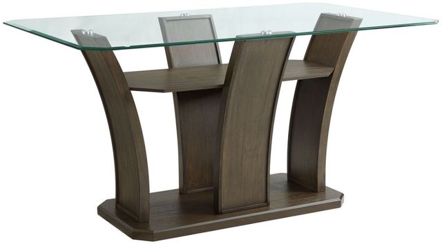 Elements International Dapper Glass Top Rectangular Counter Dining Table with Walnut Base-0