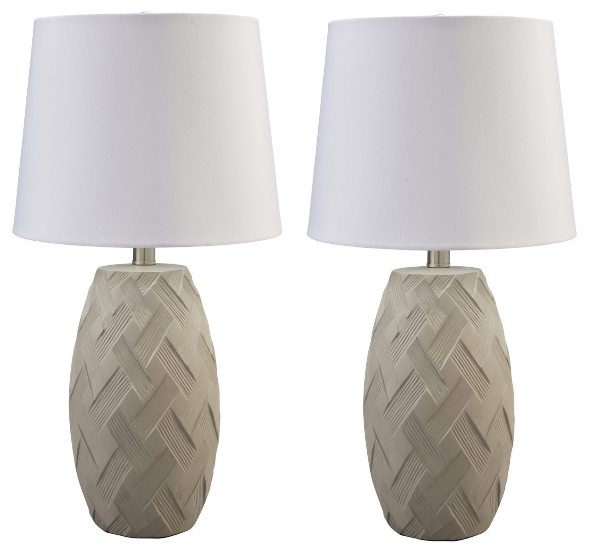 2 textured taupe and white store ceramic Table Lamps