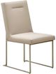 Michael Amini® Marin Brushed Stainless Steel/Greige Dining Side Chair-0