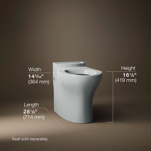 KOHLER® Persuade® Ice Gray Elongated Toilet Bowl with Skirted Trapway-4