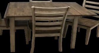 Light Gray Finish & Rustic Brown Solid Wood Dropleaf Table with Chairs-1