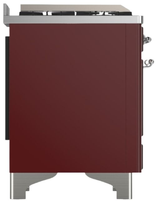 Ilve® Majestic III 36" Burgundy Pro Style Dual Fuel Liquid Propane Range with Solid Door and Chrome Trim-3
