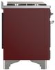 Ilve® Majestic III 36" Burgundy Pro Style Dual Fuel Liquid Propane Range with Solid Door and Chrome Trim-3