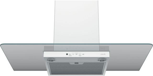 Clearance Café™ 36" Matte White Wall Mount Glass Canopy Chimney Hood-1