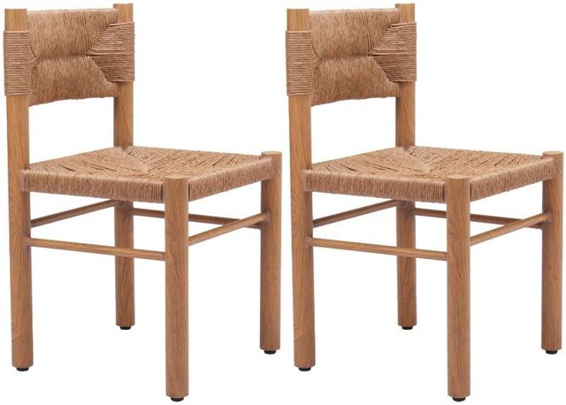 Zuo® Modern Iska 2-Piece Natural Aluminum Outdoor Dining Side Chair Set-0