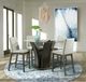 Elements International Dapper Glass Top Round Counter Dining Table with Walnut Base-2